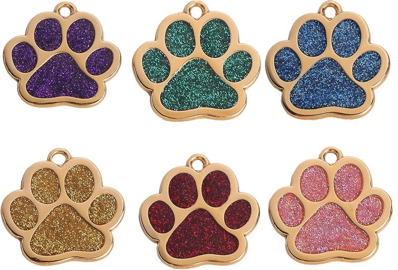 Footprint Blingbling Pet Charm for Collar for Dogs Cats Paws Shape Pendant Pet Collar Blingbling Footprint - Image 5