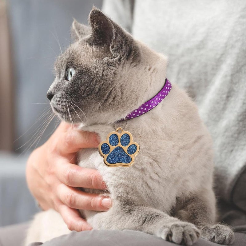 Footprint Blingbling Pet Charm for Collar for Dogs Cats Paws Shape Pendant Pet Collar Blingbling Footprint - Image 2