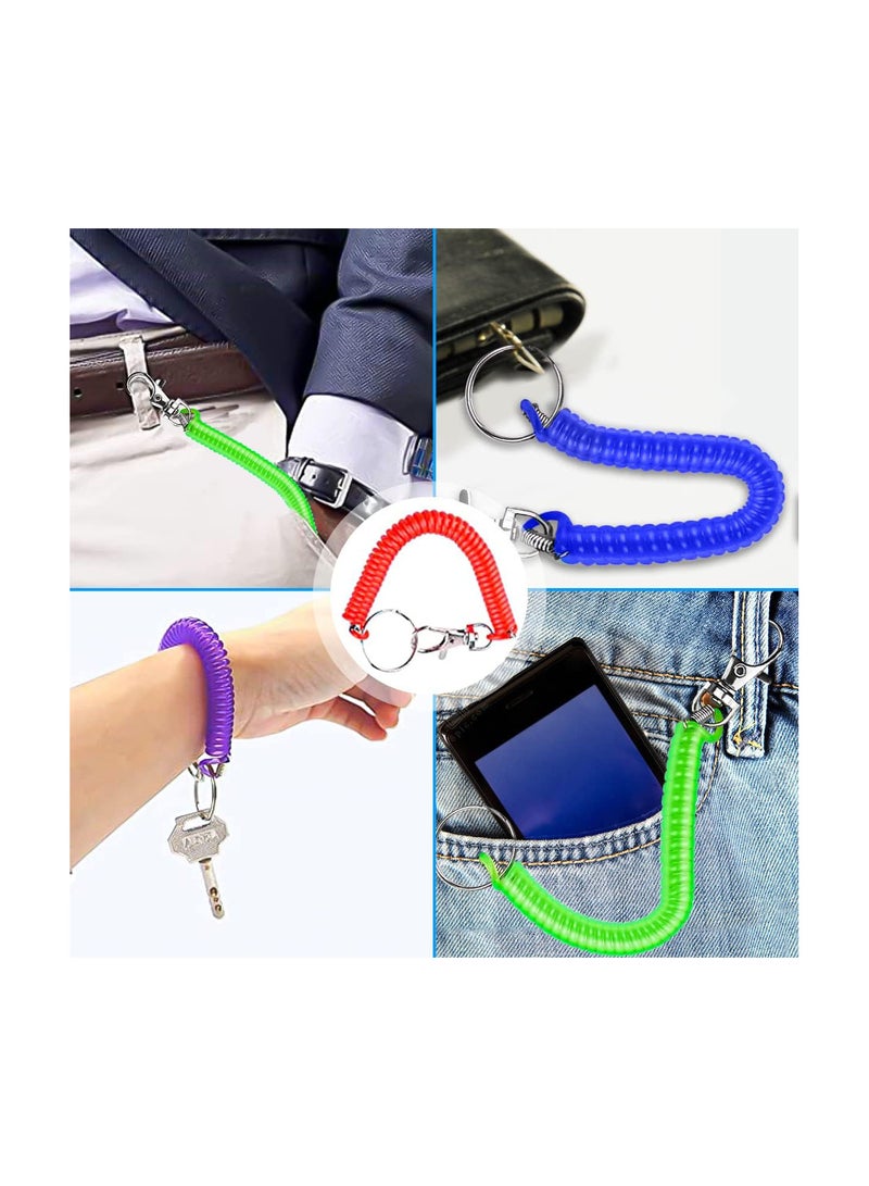 GGOOT 6 PCS Stretchy Spiral Keyring & 5 PCS Braided Keychain Retractable Coil Spring Key Chain Theftproof Anti-Lost Stretch Cord Fishing Lanyard for Keys, Wallet, Phone, Backpack, Fishing Tool - Image 3