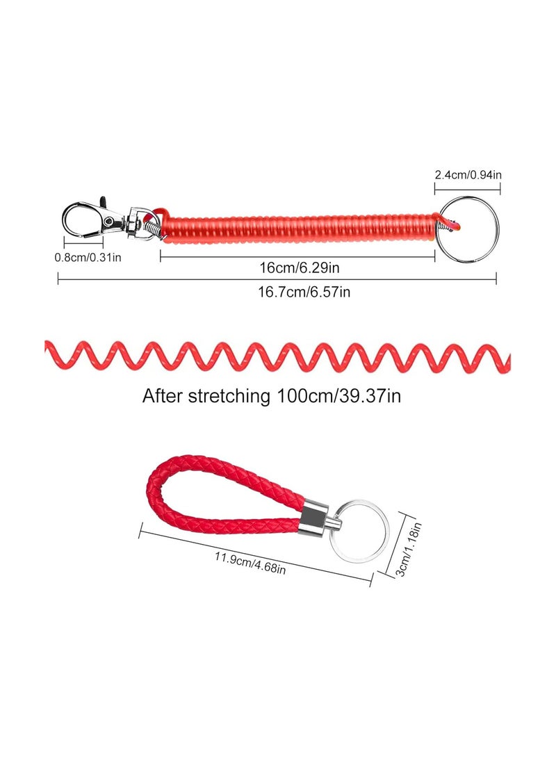 GGOOT 6 PCS Stretchy Spiral Keyring & 5 PCS Braided Keychain Retractable Coil Spring Key Chain Theftproof Anti-Lost Stretch Cord Fishing Lanyard for Keys, Wallet, Phone, Backpack, Fishing Tool - Image 2