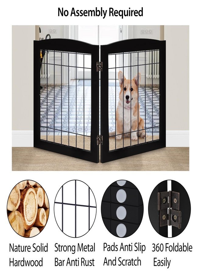 LZRS 2-Panel Freestanding Foldable Wood Dog Gate – Solid Wood & Steel Wire, Chew-Resistant Pet Barrier for Indoor Use, Ideal for Small to Medium Dogs, Black - Image 3