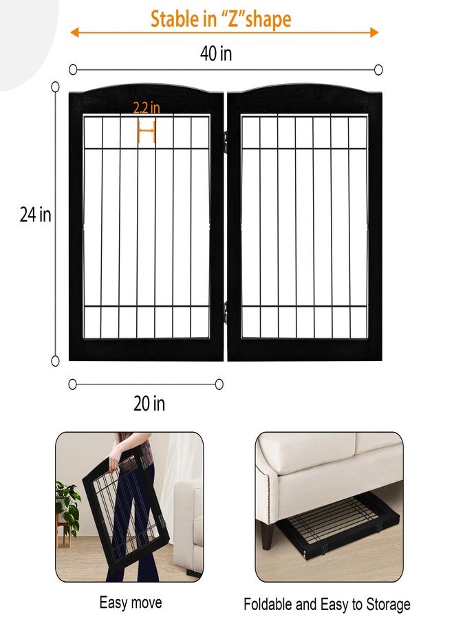 LZRS 2-Panel Freestanding Foldable Wood Dog Gate – Solid Wood & Steel Wire, Chew-Resistant Pet Barrier for Indoor Use, Ideal for Small to Medium Dogs, Black - Image 5
