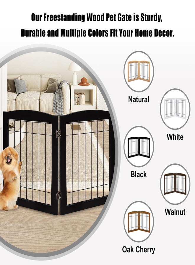 LZRS 2-Panel Freestanding Foldable Wood Dog Gate – Solid Wood & Steel Wire, Chew-Resistant Pet Barrier for Indoor Use, Ideal for Small to Medium Dogs, Black - Image 4