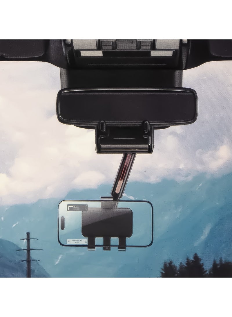 Yesido Rear View Mirror Adjustable Multi-Angle Car Phone Holder  Yesido C265 – Black - Image 2