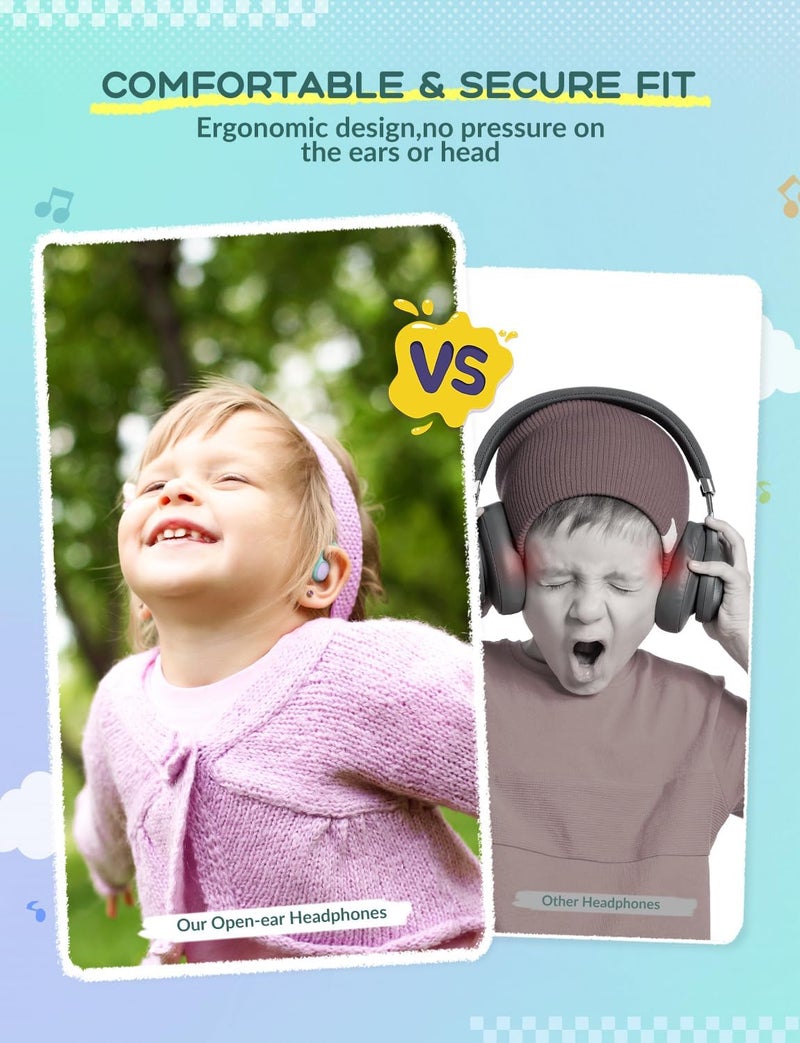 iClever Kids Headphones Bone Conduction, Open Ear Safety, IPX5 Waterproof, 360° Bending, Kids Lightweight Headphones Wireless Bluetooth 5.3, Kids Earbuds USB-C for iPad Tablet Travel Sports OWS01 - Image 4
