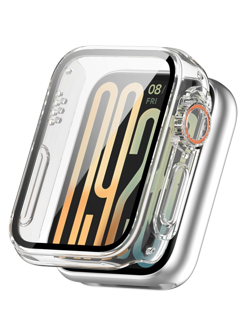 Full Coverage Case with Screen Protector Compatible with Xiaomi Smart Band 9 Pro PC and Real Glass Protective Case Cover Smart Watch Accessories(PC/Transparent) - Image 3