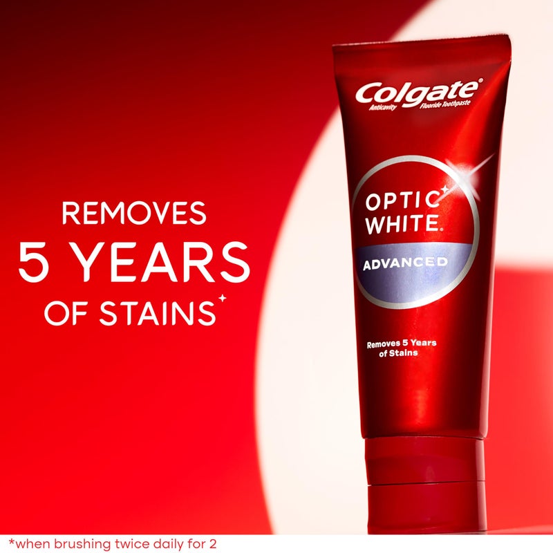 Colgate Optic White Advanced Hydrogen Peroxide Toothpaste, Teeth Whitening Toothpaste Pack, Enamel-Safe Formula, Helps Remove Tea, Coffee, and Wine Stains, Sparkling White, 3 Pack, 3.2 oz - Image 2