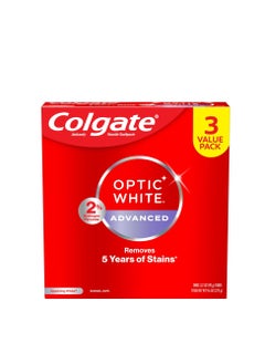 Colgate Colgate Optic White Advanced Hydrogen Peroxide Toothpaste, Teeth Whitening Toothpaste Pack, Enamel-Safe Formula, Helps Remove Tea, Coffee, and Wine Stains, Sparkling White, 3 Pack, 3.2 oz  - Image 1