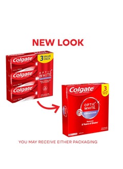 Colgate Colgate Optic White Advanced Hydrogen Peroxide Toothpaste, Teeth Whitening Toothpaste Pack, Enamel-Safe Formula, Helps Remove Tea, Coffee, and Wine Stains, Sparkling White, 3 Pack, 3.2 oz  - Image 2