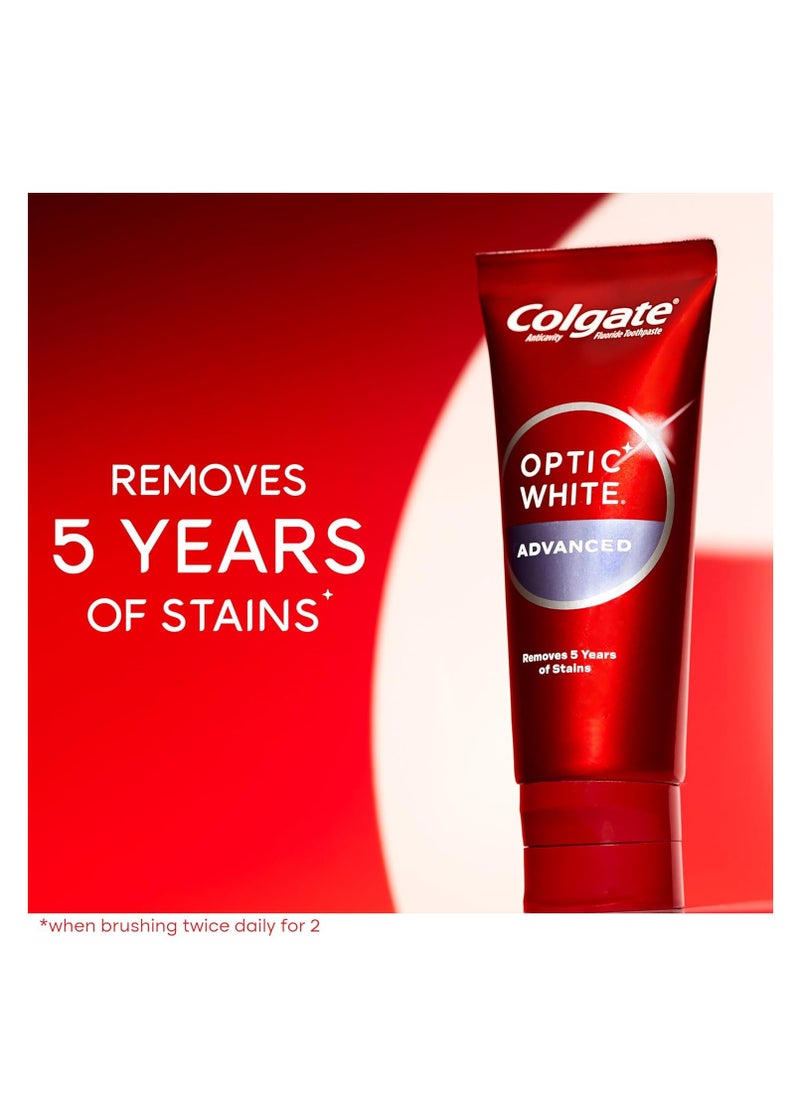 Colgate Colgate Optic White Advanced Hydrogen Peroxide Toothpaste, Teeth Whitening Toothpaste Pack, Enamel-Safe Formula, Helps Remove Tea, Coffee, and Wine Stains, Sparkling White, 3 Pack, 3.2 oz  - Image 3