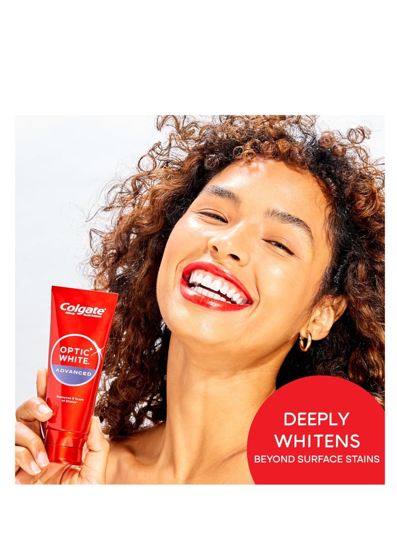 Colgate Optic White Advanced Hydrogen Peroxide Toothpaste, Teeth Whitening Toothpaste Pack, Enamel-Safe Formula, Helps Remove Tea, Coffee, and Wine Stains, Sparkling White, 3 Pack, 3.2 oz - Image 1