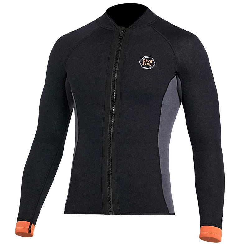 DIVE & SAIL Wetsuit Top 3mm Neoprene Wetsuit Jacket Men Front Zip Long Sleeve Diving Suit for Swimming Surfing Snorkeling Kayaking Scuba Diving 3XL Size - Image 3