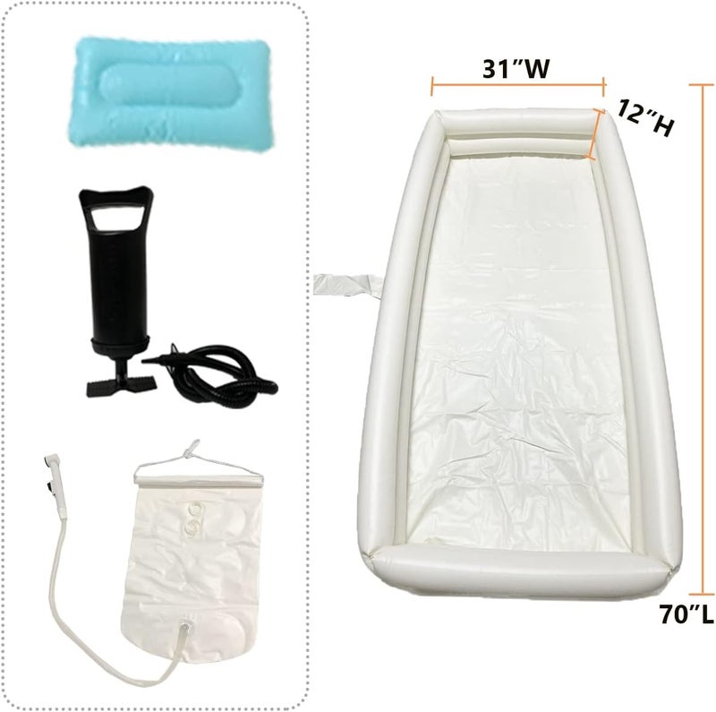 MUROCEA Inflatable Shower Bathtub System - Bath Basin Kit for Bedridden Disabled Elderly Pregnancy, Adult in Bed Assistive Aid with 2.1 Gal Water Bag - Image 3