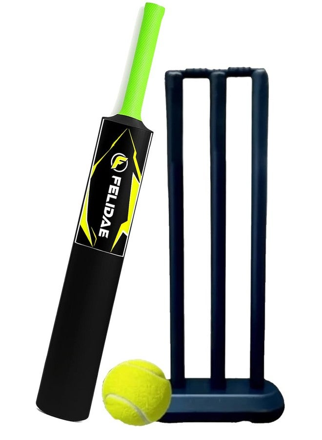 FELIDAE (Size - 3) PRO Kids Plastic Cricket Bat Kit (7 to 11 Years) 1 Tennis Ball / 1 Plastic Bat/Full Wicket Set for Kids (Green) - Image 1