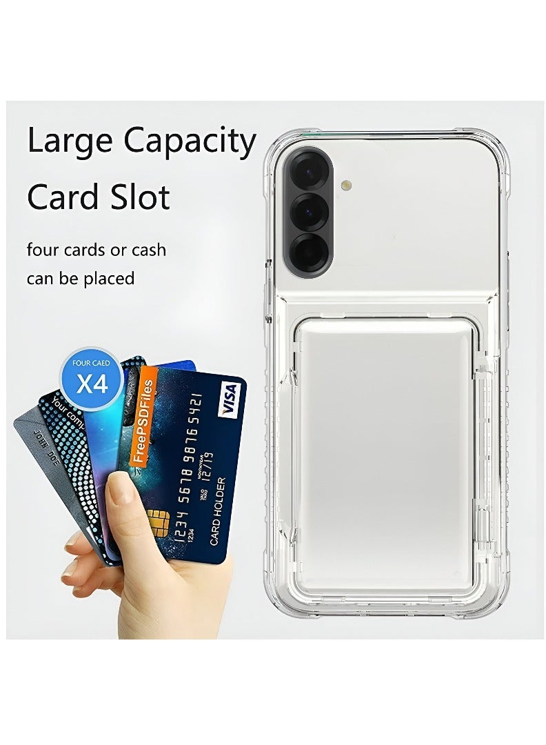 Wtech Samsung Galaxy A56 5G / Samsung Galaxy A36 5G 2025 TPU Bumper Corners Hard PC with Card Holder Case Cover (MCHPSN) - Clear  - Image 2