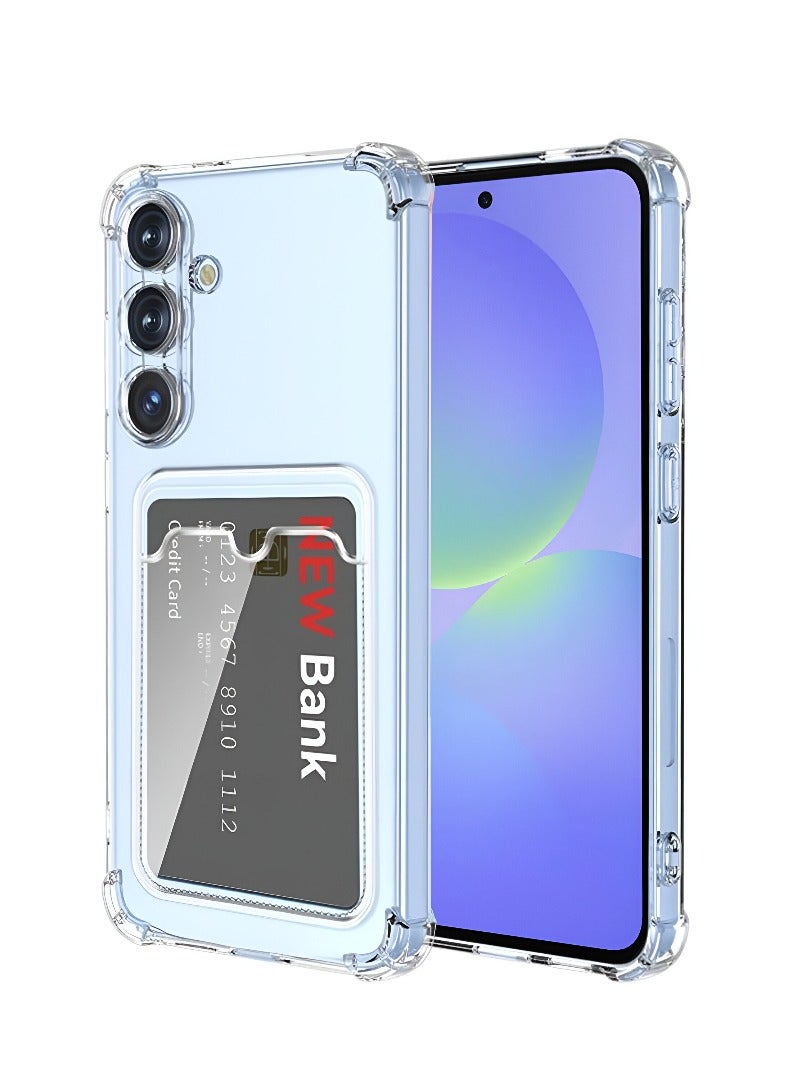 Wtech Samsung Galaxy A56 5G / Samsung Galaxy A36 5G 2025 TPU Bumper Corners Hard PC with Card Holder Case Cover (MCHPSN) - Clear  - Image 1