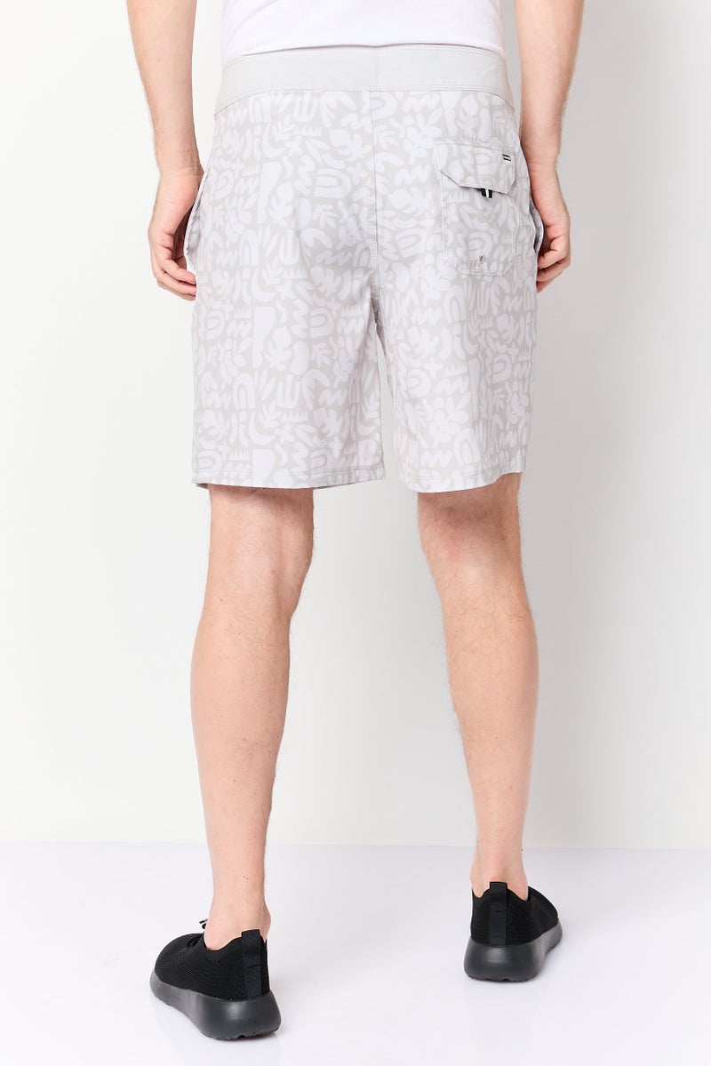 Hurley Men Sportswear Fit Brand Logo Basic Shorts, Ivory - Image 4