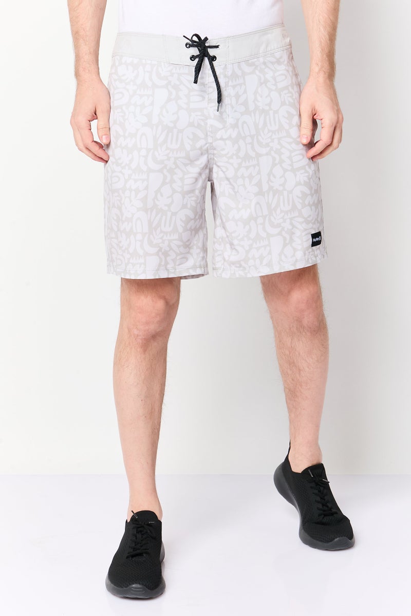 Hurley Men Sportswear Fit Brand Logo Basic Shorts, Ivory - Image 1