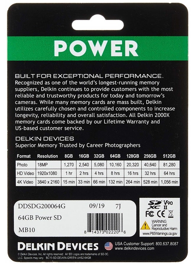 بطاقة الذاكرة SDXC UHS-II (V90) بسعة 64GB (DDSDG200064G)
