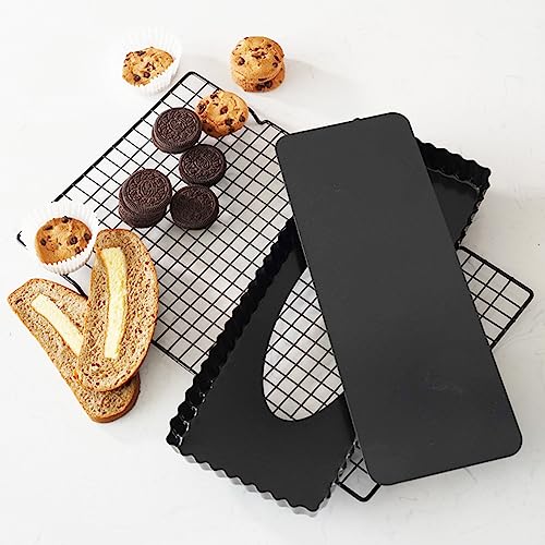 Tosnail 2 Pack 14" x 5.75" Non-Stick Quiche Pan Tart Pan with Removeable Bottom Rectangular Pie Baking Pan - Image 5