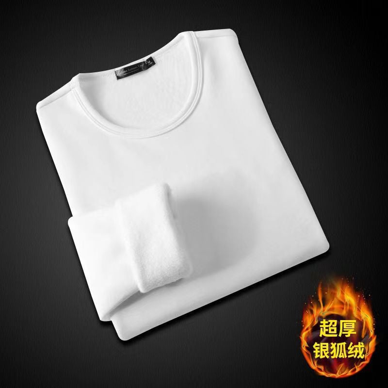Winter Fleece-Lined Long-Sleeved T-Shirt Solid Color Men'S And Women'S Same Fashion All-Match Feedback Customer Product Quick Delivery - Image 5