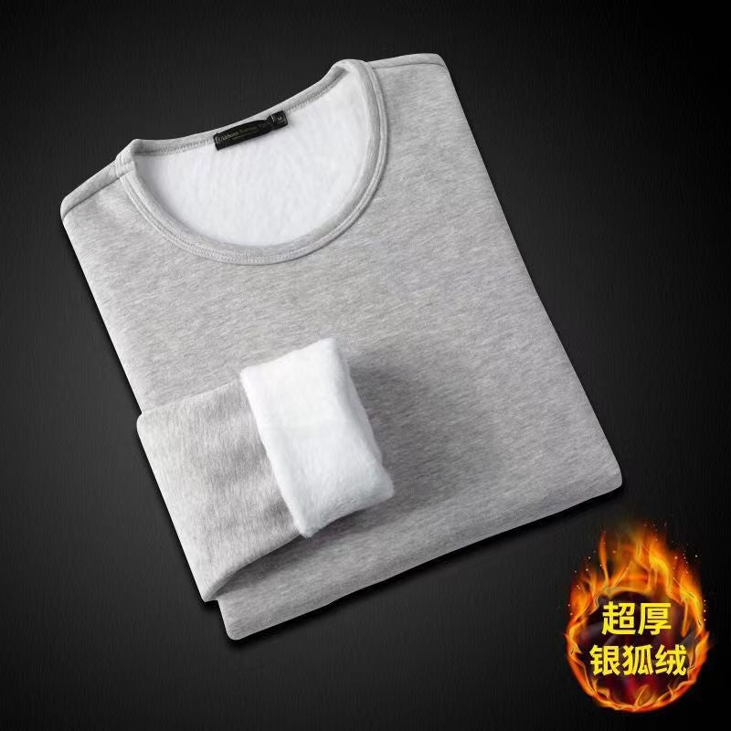 Winter Fleece-Lined Long-Sleeved T-Shirt Solid Color Men'S And Women'S Same Fashion All-Match Feedback Customer Product Quick Delivery - Image 2