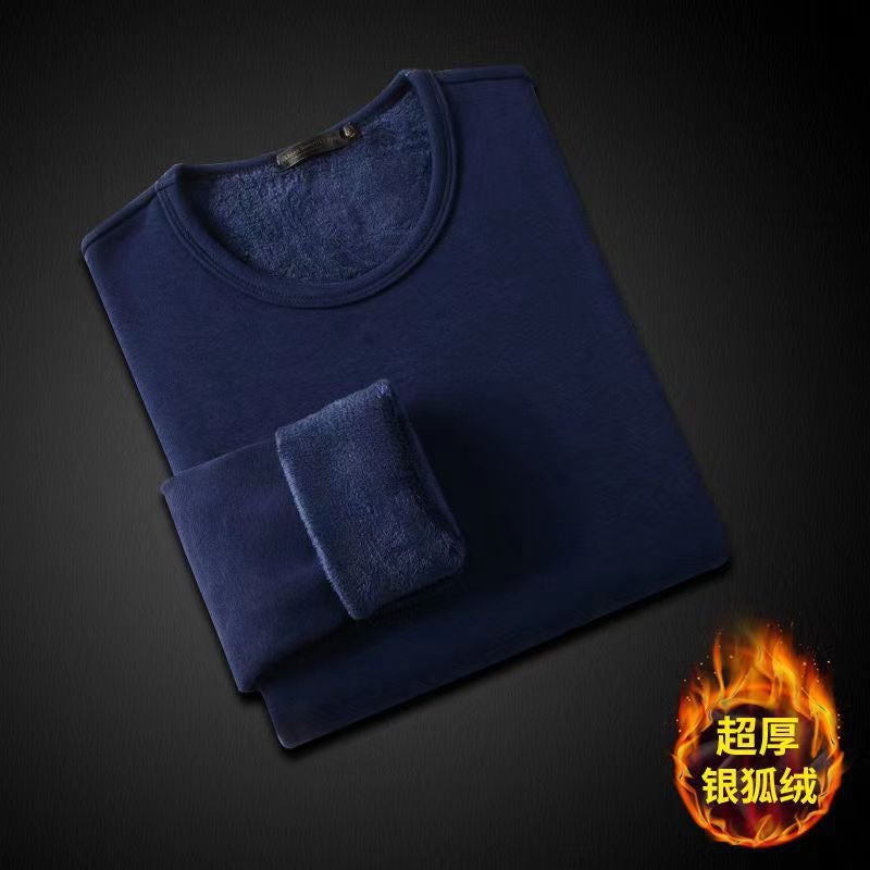 Winter Fleece-Lined Long-Sleeved T-Shirt Solid Color Men'S And Women'S Same Fashion All-Match Feedback Customer Product Quick Delivery - Image 4