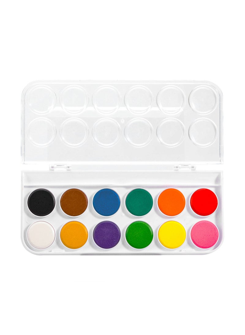 ديلي مجموعة ألوان مائية Deli EC153-12 EC15-12 – 12 لون مع فرشاة مجانية - Image 2
