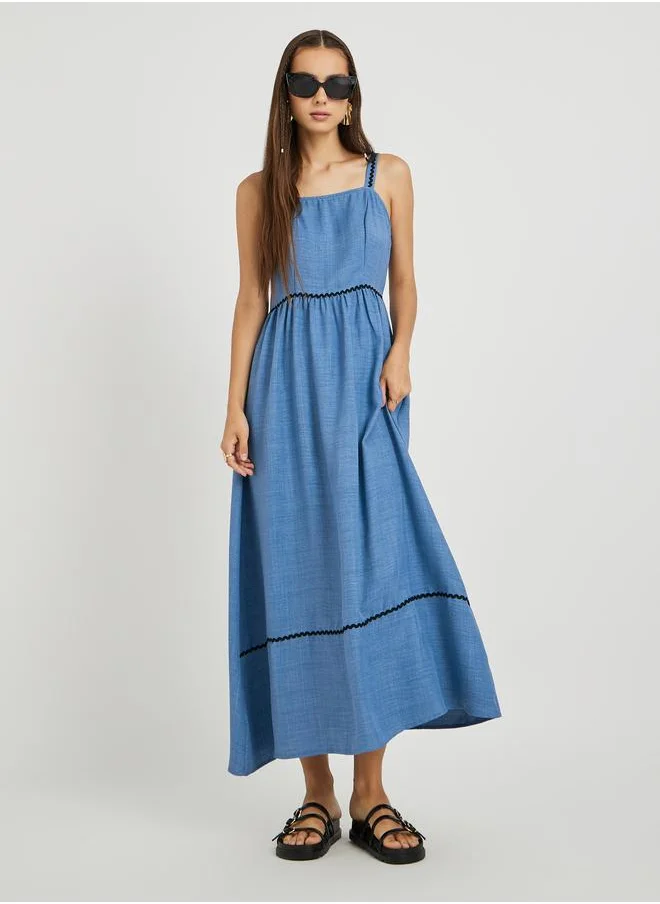 Take Two Take Two Solid Sleeveless Lace Trim Maxi Dress