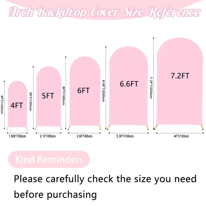 Fivenl Spandex Fitted Wedding Arch Cover 7.2FT Pink Arch Backdrop Cover, Round Top Chiara Backdrop Stand Covers for Wedding Birthday Party Baby Shower Banquet Arch Decoration (Pink, 7.2FT) - Image 2