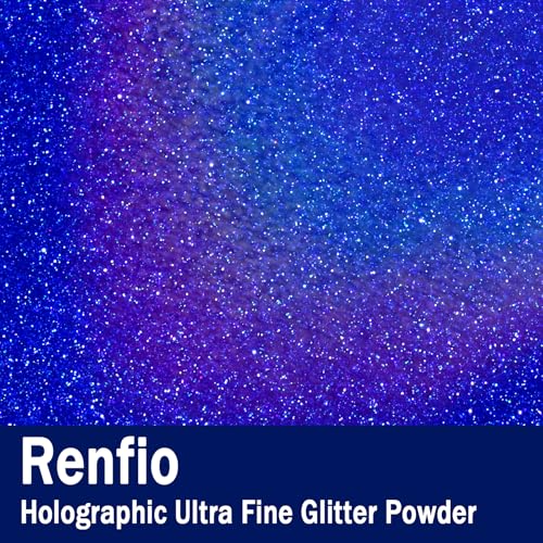 Renfio Holographic Ultra Fine Glitter Powder Metallic Resin Glitter 2.11 Oz (60g) PET Flakes Crafts Sequins 1/128" 0.008" 0.2mm Epoxy Chips Flakes for Tumblers Slime - Laser Royal Blue - Image 2