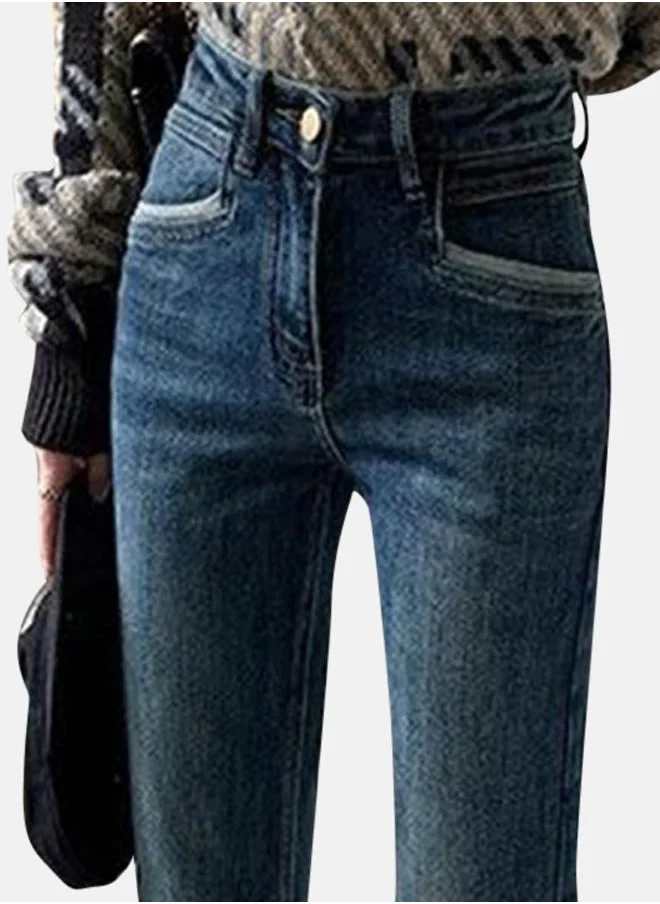 YUNIQEE Blue Cotton Slim Fit High-Rise Jeans