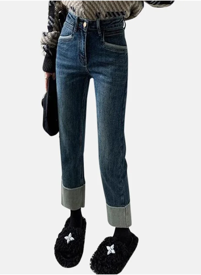 YUNIQEE Blue Cotton Slim Fit High-Rise Jeans