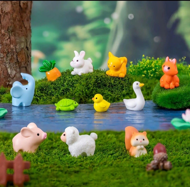 VRB Dec Miniature Showpiece Set for Home Decor, car Dashboard,Valentine,Living Room,Gifts Figurines,Cake Decoration Items,Figurines for Home Decor. (15 Pcs Small JungleAnimal Miniature) - Image 2