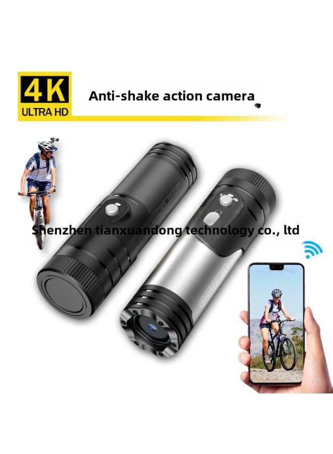 Generic 4K Sports Camera HD WiFi Anti-shake Motorcycle Riding Helmet Camera Flashlight Recorder-Color:WiFi 1080P (gray) - Image 3