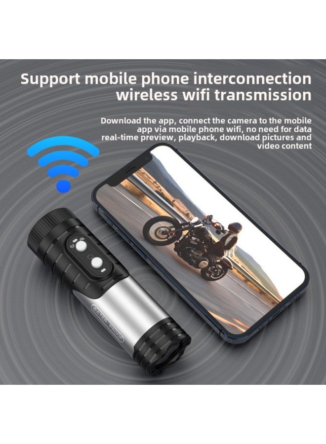 Generic 4K Sports Camera HD WiFi Anti-shake Motorcycle Riding Helmet Camera Flashlight Recorder-Color:WiFi 1080P (gray) - Image 4