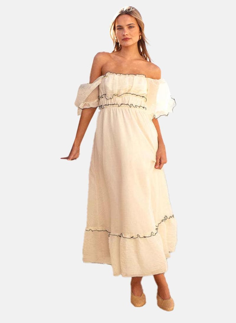 YUNIQEE Ruffled Linen Maxi Dress  - Image 4