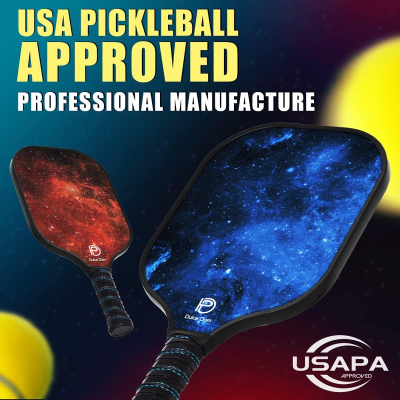 DULCE DOM Pickleball Paddles, USAPA Approved Lightweight Pickleball Set with 4 Premium Balls and Bag, Perfect Pickleball Rackets Gifts for Women Men - Image 2