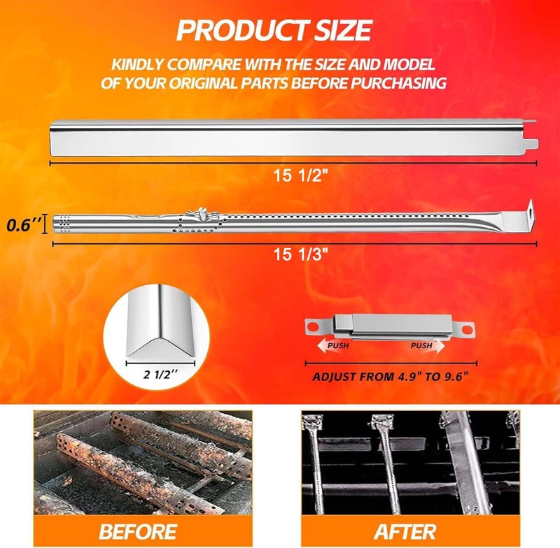 BBQ-Yummy Grill Replacement Parts for Charbroil Performance 4 Burner 463354021 463365522 463353021 463351021 463351221, G327-2100-W1 Burner, G325-0002-W1 G428-5102-W1 Heat Tent, Igniters, Crossover Tube - Image 2