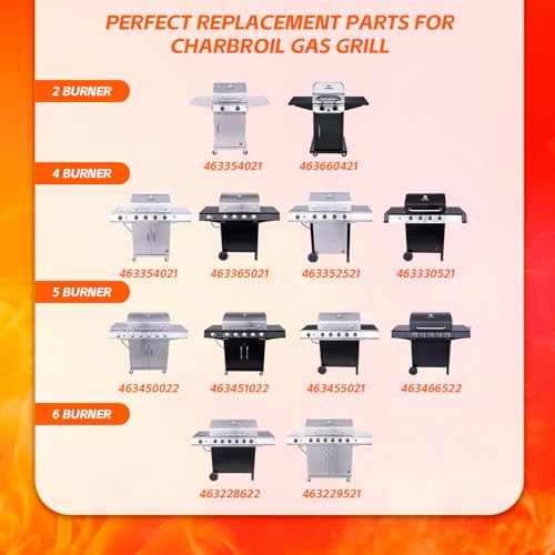 BBQ-Yummy Grill Replacement Parts for Charbroil Performance 4 Burner 463354021 463365522 463353021 463351021 463351221, G327-2100-W1 Burner, G325-0002-W1 G428-5102-W1 Heat Tent, Igniters, Crossover Tube - Image 4
