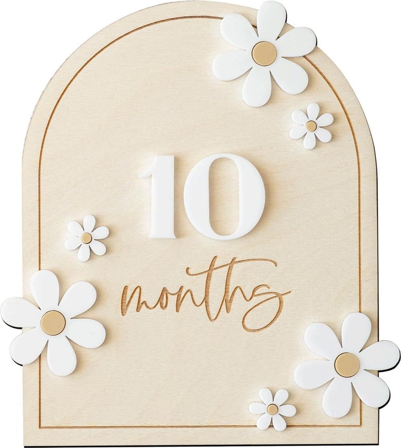 Haoser Daisy 3D Baby Monthly Milestone, Wooden Baby Milestone Signs, Monthly Milestone Wood Discs, Baby Milestone Discs (Daisy) - Image 2