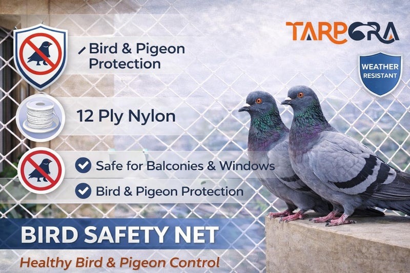 TARPORA Bird & Pigeon Safety Net for Balcony | Nylon Protection| 12Ply | (White, 10 x 30 FT) - Image 4