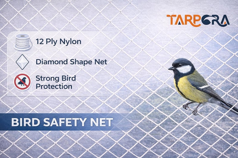 TARPORA Bird & Pigeon Safety Net for Balcony | Nylon Protection| 12Ply | (White, 10 x 30 FT) - Image 2