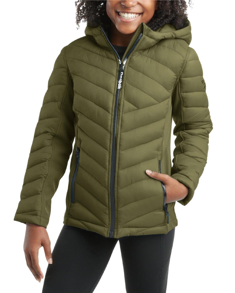 Reebok Girls Winter Jacket - Weather Resistant Hooded Quilted Puffer Parka Girls Jacket - Lightweight Warm Winter Coat, Size 10-12, Sage - Image 1