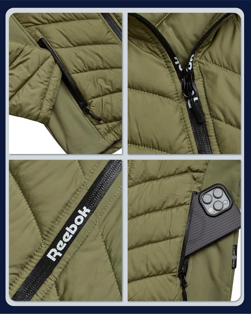 Reebok Girls Winter Jacket - Weather Resistant Hooded Quilted Puffer Parka Girls Jacket - Lightweight Warm Winter Coat, Size 10-12, Sage - Image 3