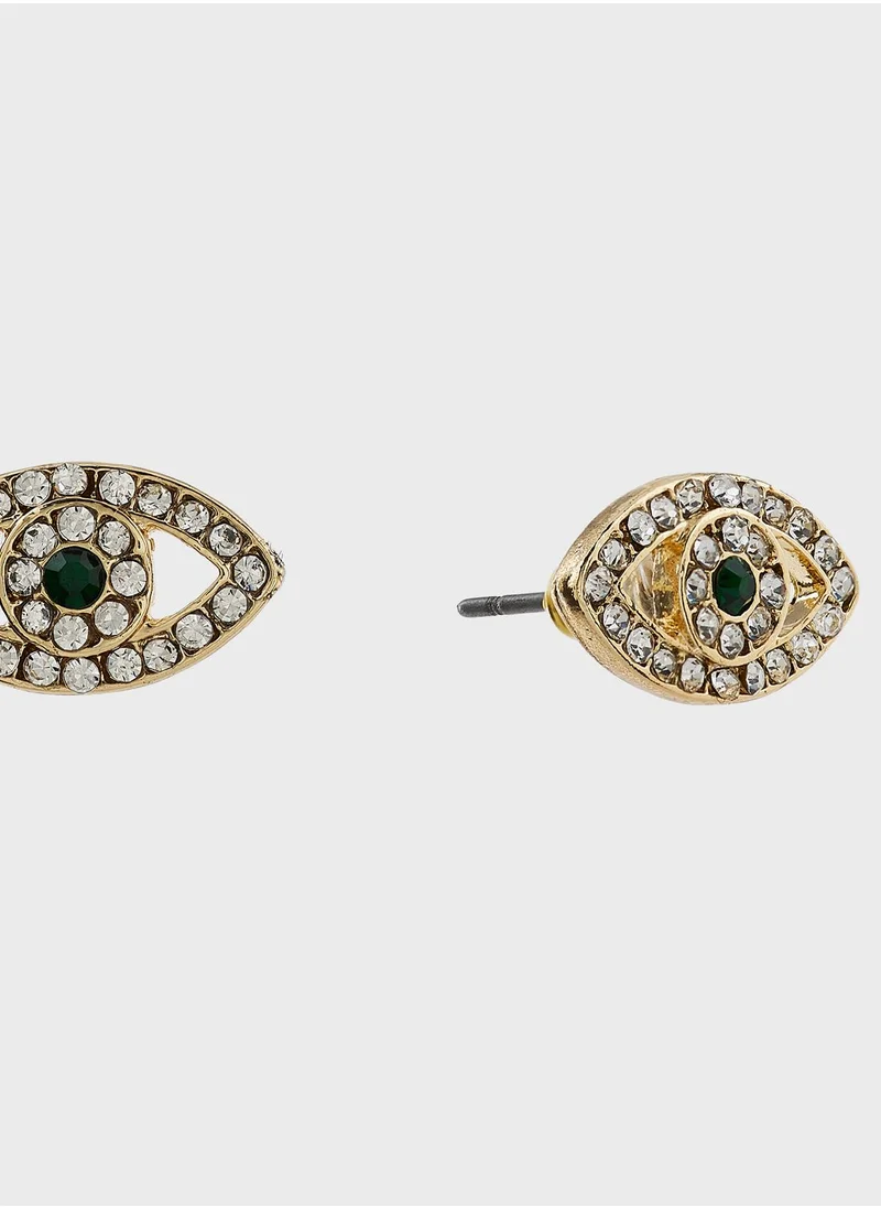 Khizana Evil Eye Rhinestone Stud Earrings