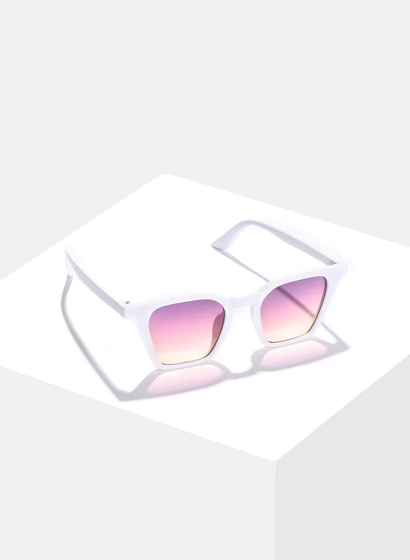 Haute Sauce Purple Lens White Wayfarer Sunglasses