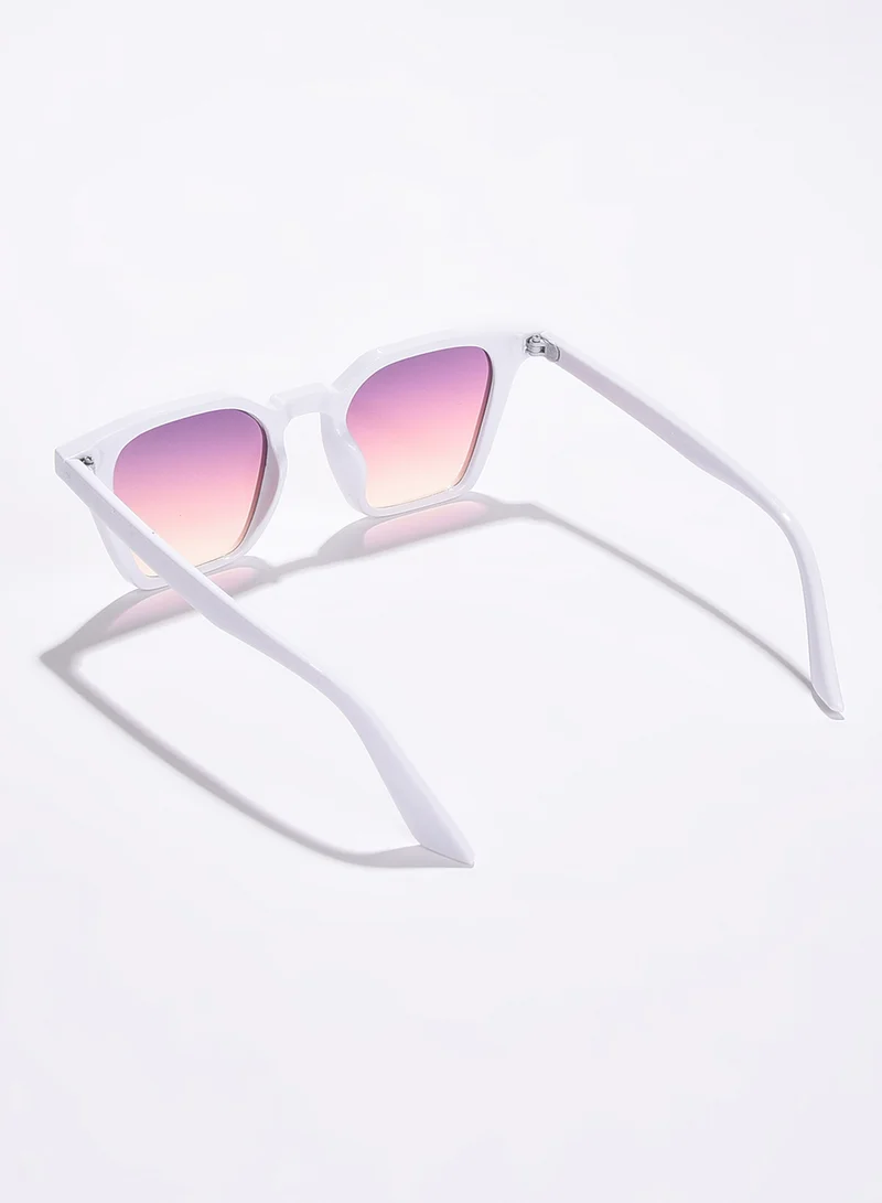 Haute Sauce Purple Lens White Wayfarer Sunglasses