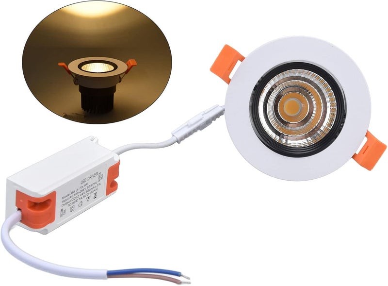 Recessed Lighting 7W Warm Light 3000K, Adjustable Angle, Aluminum Shell Ceiling Light - Energy Saving, Easy Installation, Ideal for Hallway and Bedroom - Image 1