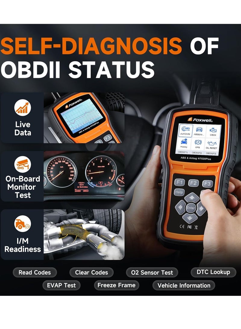 Foxwell أداة إعادة ضبط Foxwell NT630 PLUS OBD2 AutoMaster لنظام ABS ووسادة الهواء SRS - Image 2